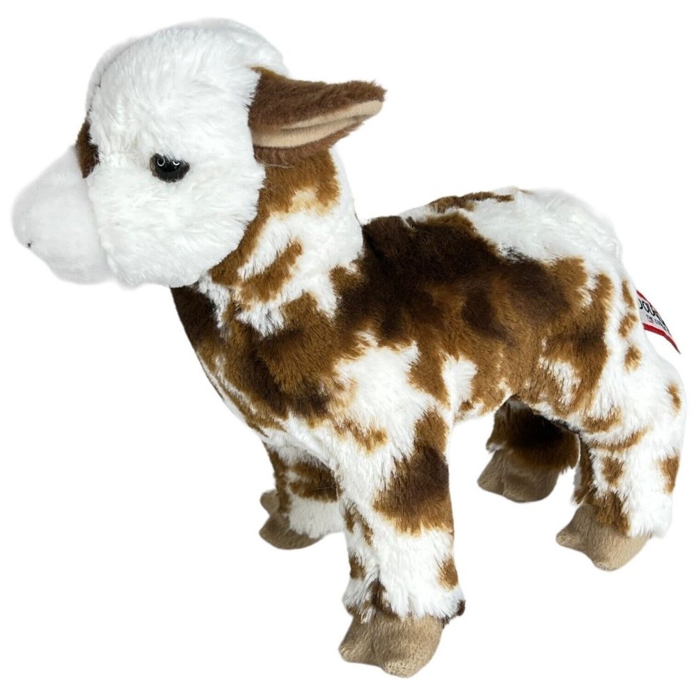 Douglas Cuddle Toy Plush Gerti Goat White Brown Spots‎ Farm Stuffed Animal Toy